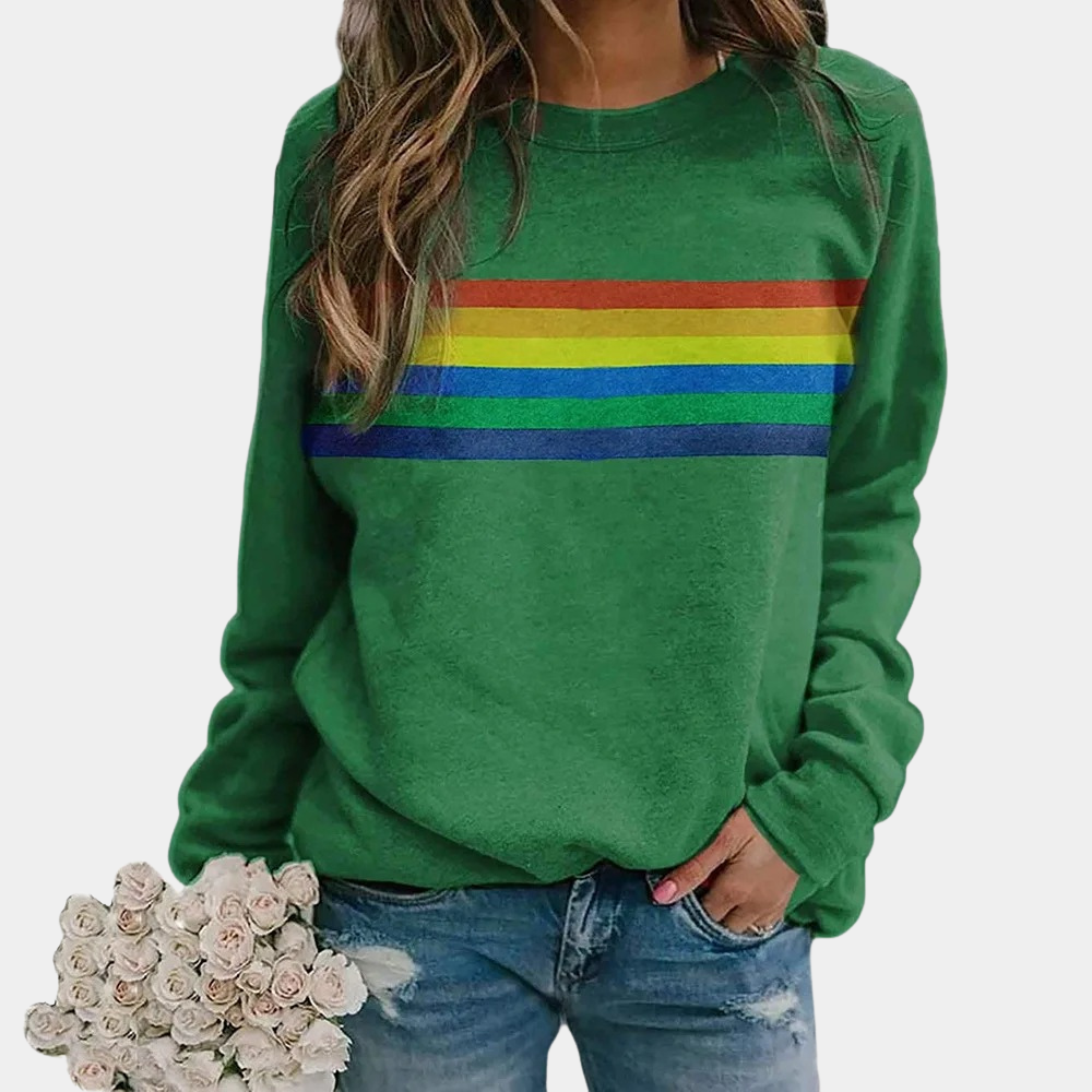 Daisy - Rainbow Stripe Crewneck Sweatshirt