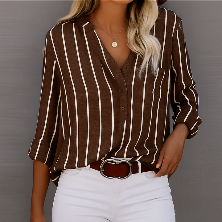Ellie - Relaxed Fit Striped Button-Down Shirt