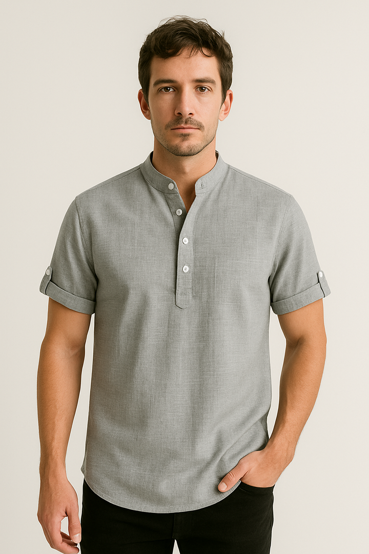 Men’s Modern Mandarin Collar Polo Shirt