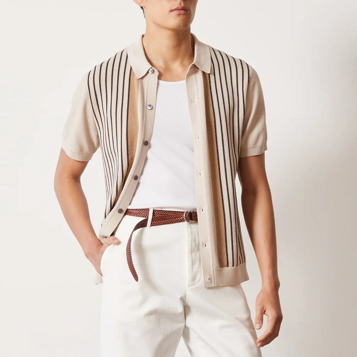Men's Short-Sleeve Striped Knit Shirt
