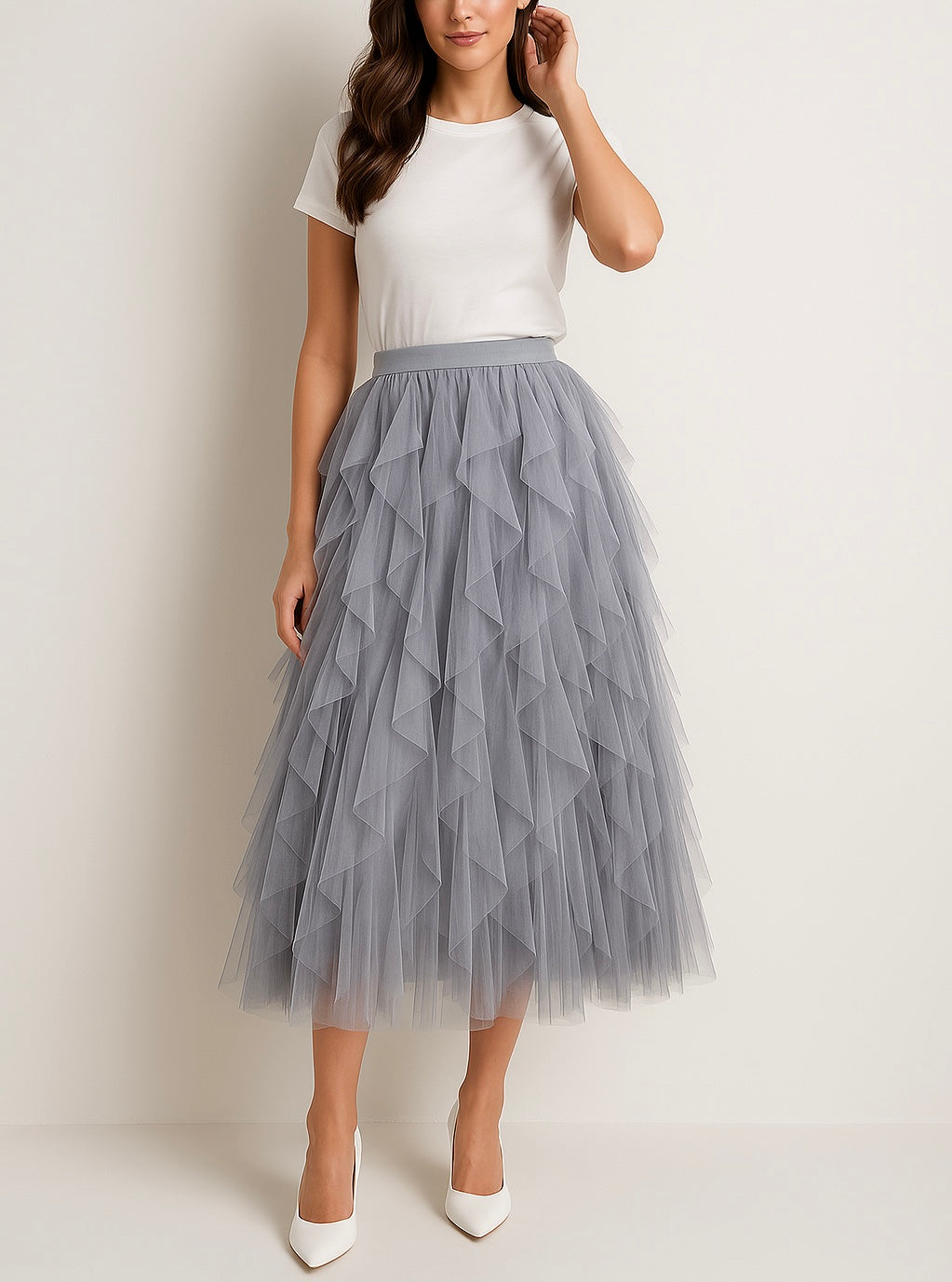 Women's Layered Tulle Midi Skirt