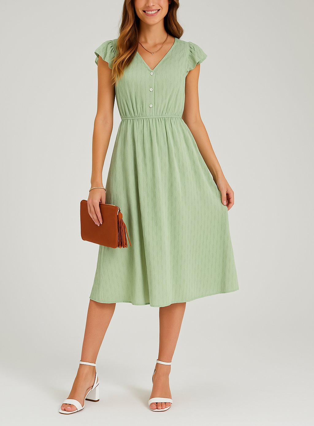 Women's Eyelet Midi Dress