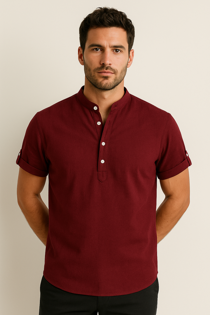 Men’s Modern Mandarin Collar Polo Shirt