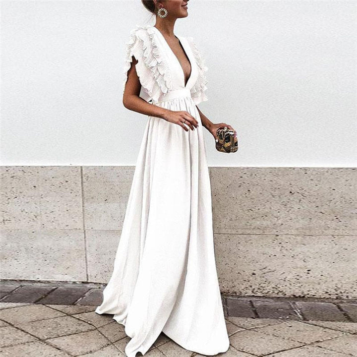 Ariella - Elegant Ruffle Sleeve Maxi Dress