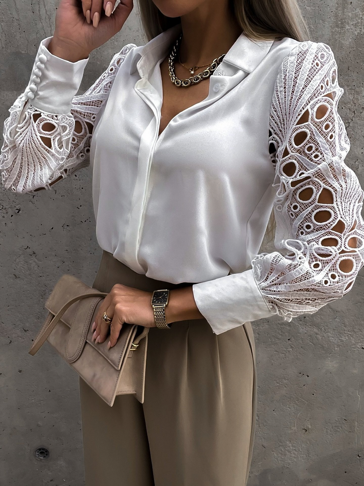 Women's Blouse with Lace Sleeves