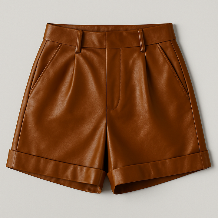 Women's High-Waisted Faux Leather Shorts