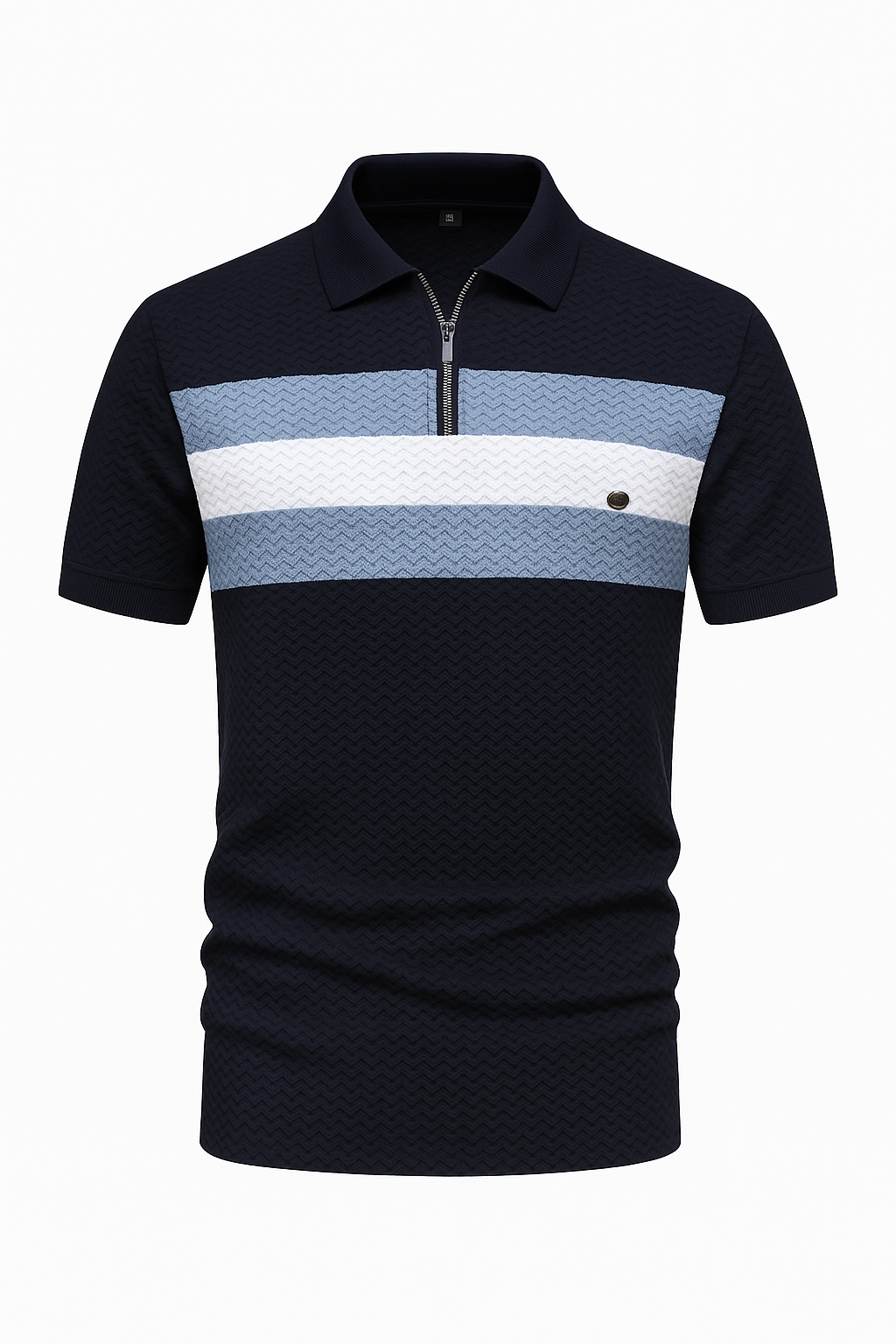 Men's Knit Polo Shirt with Zipper Collar