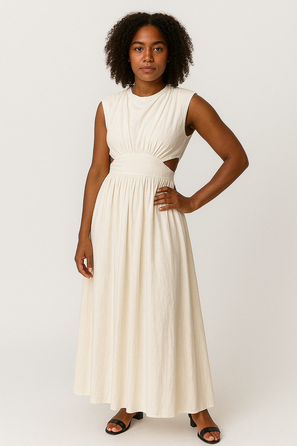 Women’s Sleeveless Maxi Dress with Cutout Waist
