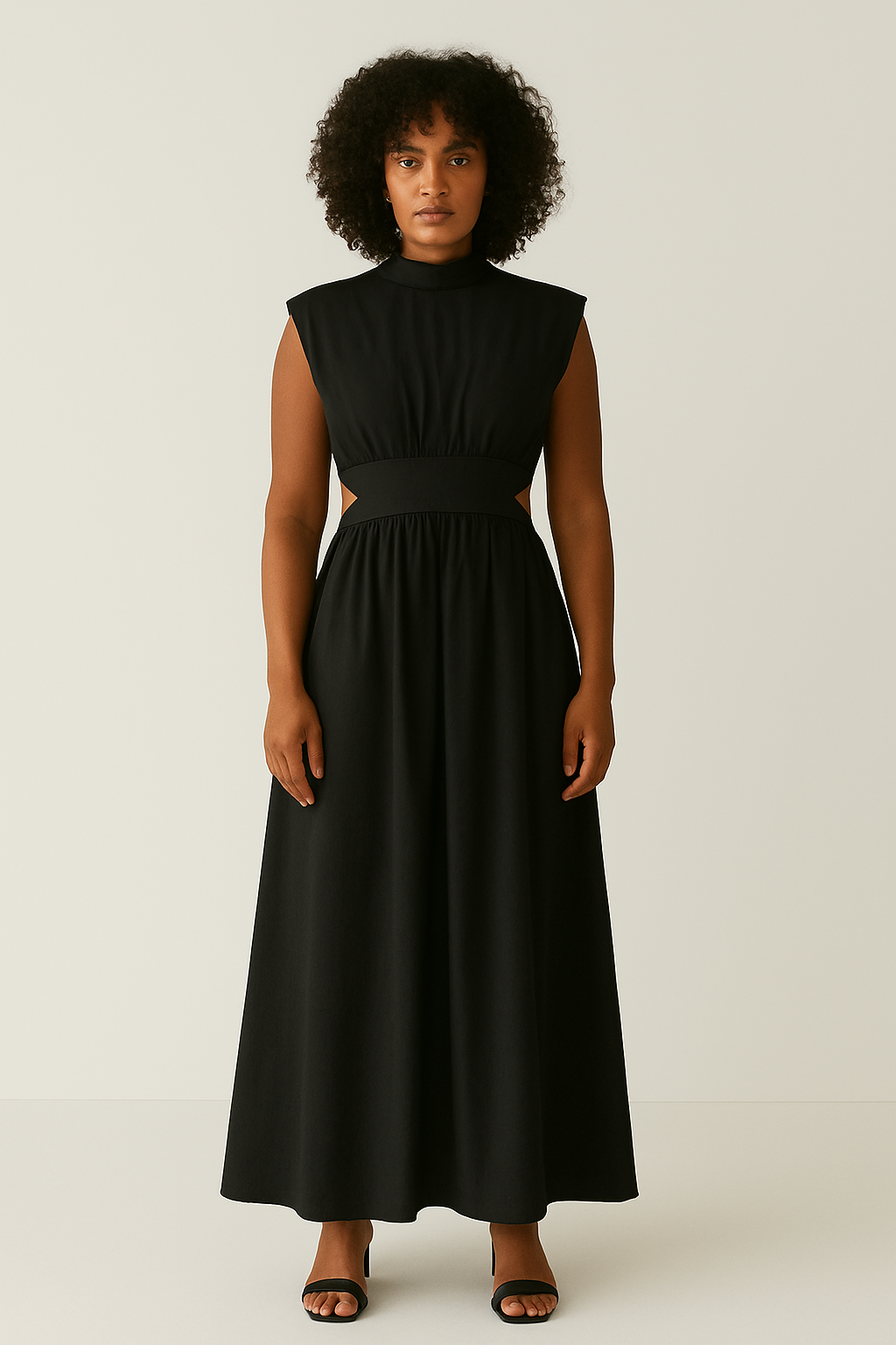 Women’s Sleeveless Maxi Dress with Cutout Waist