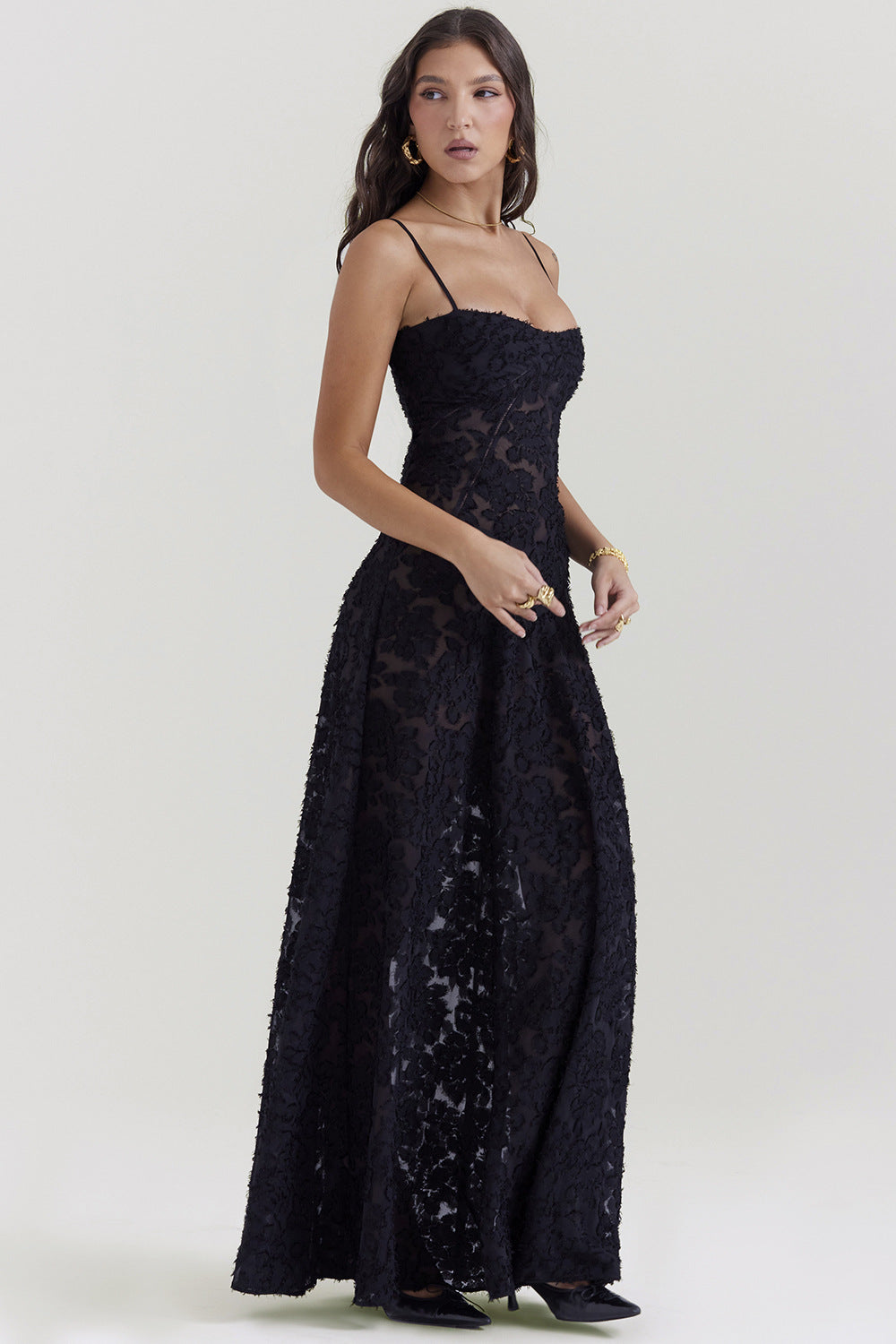 Women’s Sheer Elegance Lace Maxi Dress