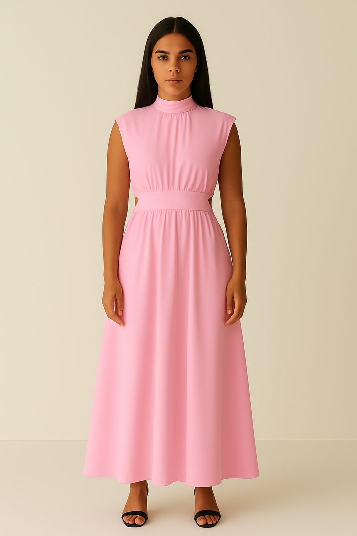 Women’s Sleeveless Maxi Dress with Cutout Waist