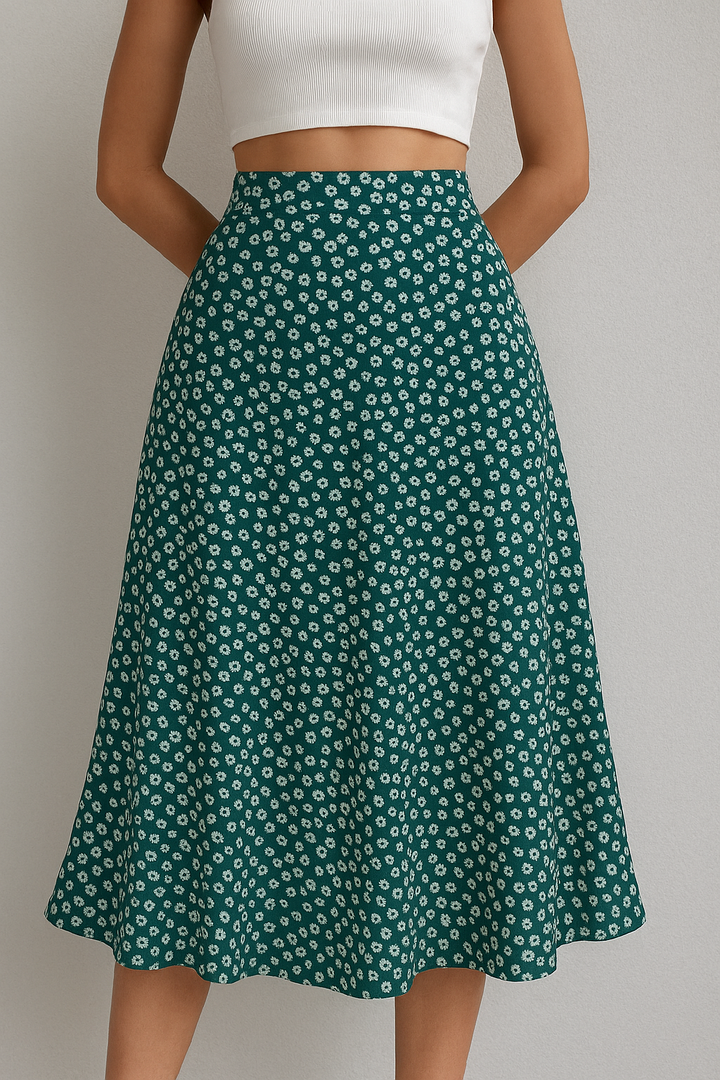 Women’s Floral Print High-Waisted Midi Skirt