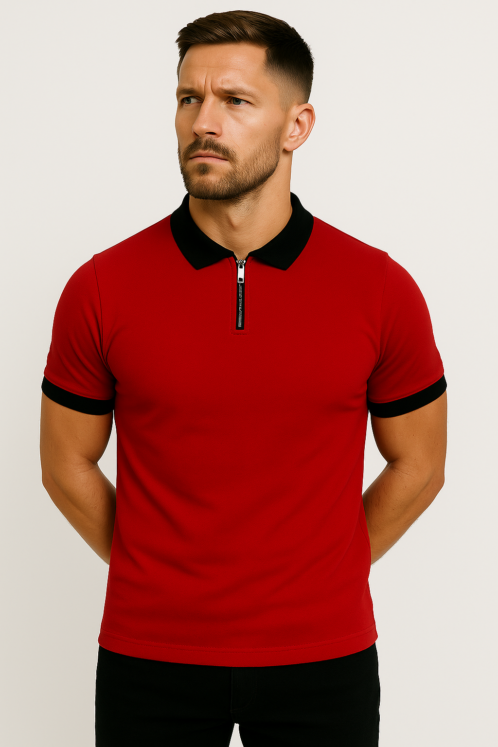 Men’s Short Sleeve Polo Shirt With Zip