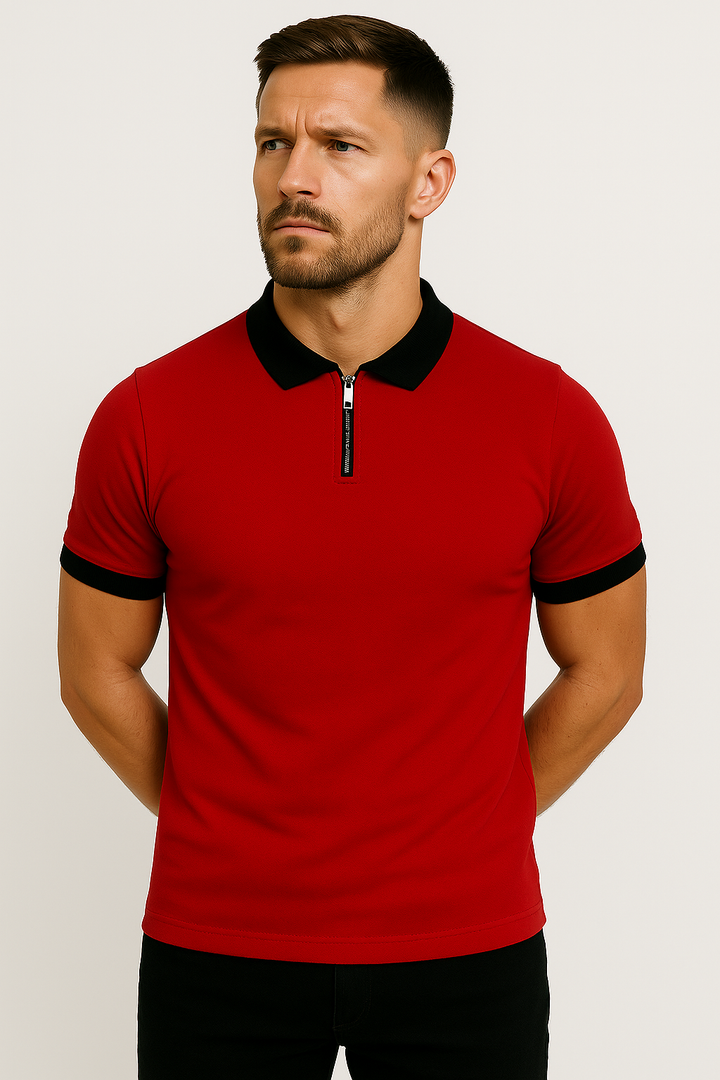 Men’s Short Sleeve Polo Shirt With Zip
