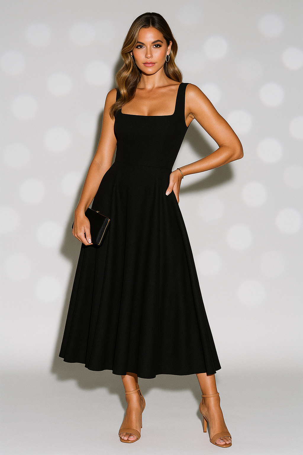 Women’s Sleeveless Square Neck Midi Dress