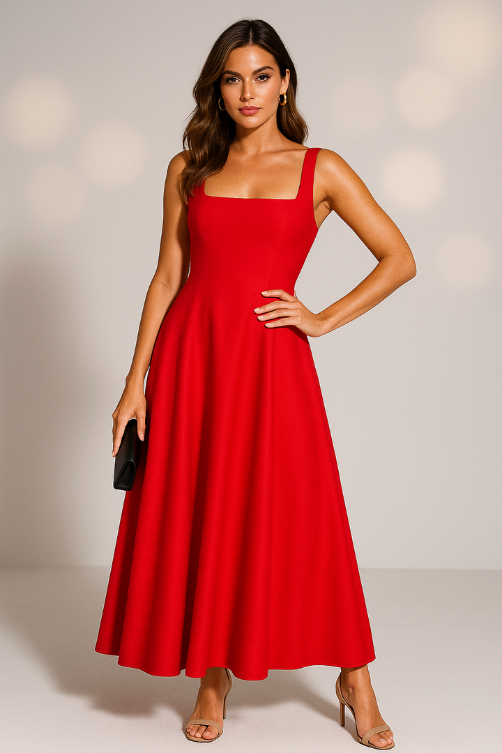 Women’s Sleeveless Square Neck Midi Dress