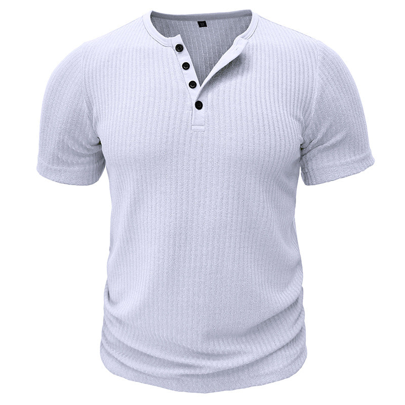 Men’s Ribbed Short Sleeve Henley Shirt