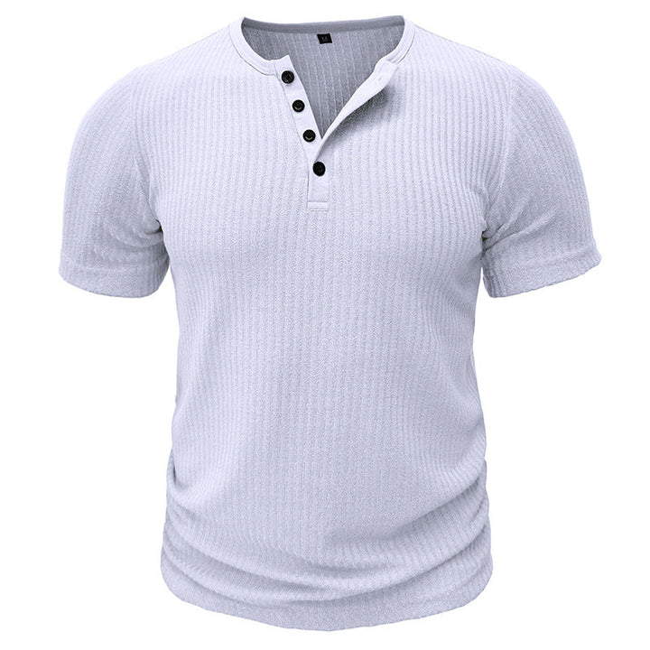 Men’s Ribbed Short Sleeve Henley Shirt