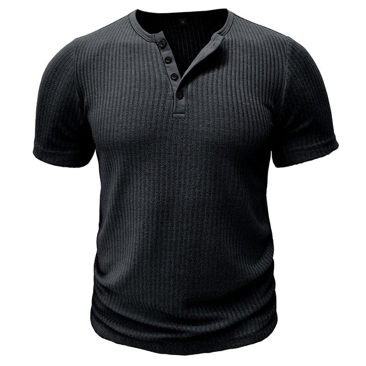 Men’s Ribbed Short Sleeve Henley Shirt