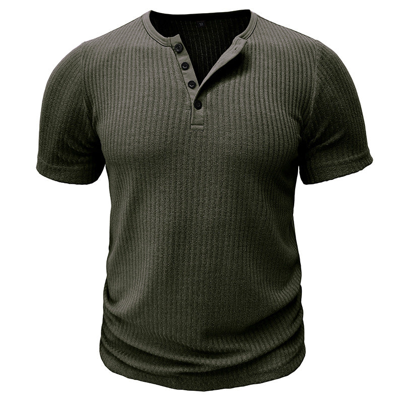Men’s Ribbed Short Sleeve Henley Shirt