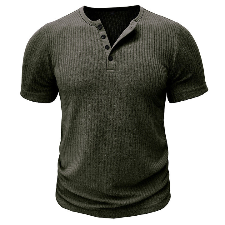 Men’s Ribbed Short Sleeve Henley Shirt