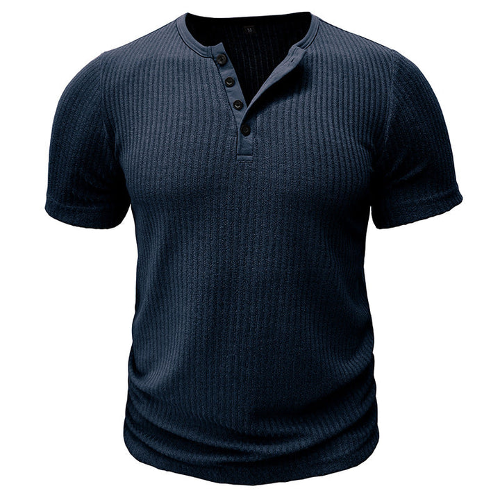 Men’s Ribbed Short Sleeve Henley Shirt