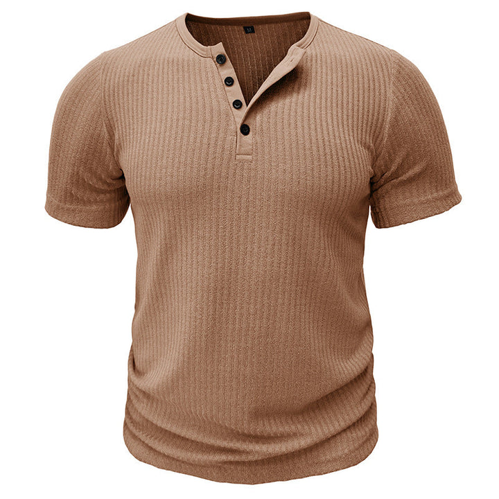 Men’s Ribbed Short Sleeve Henley Shirt