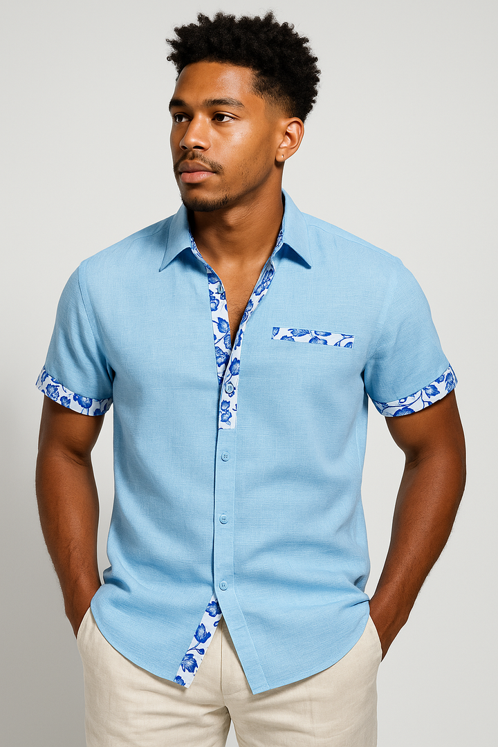 Men’s Casual Short Sleeve Button-Up Shirt