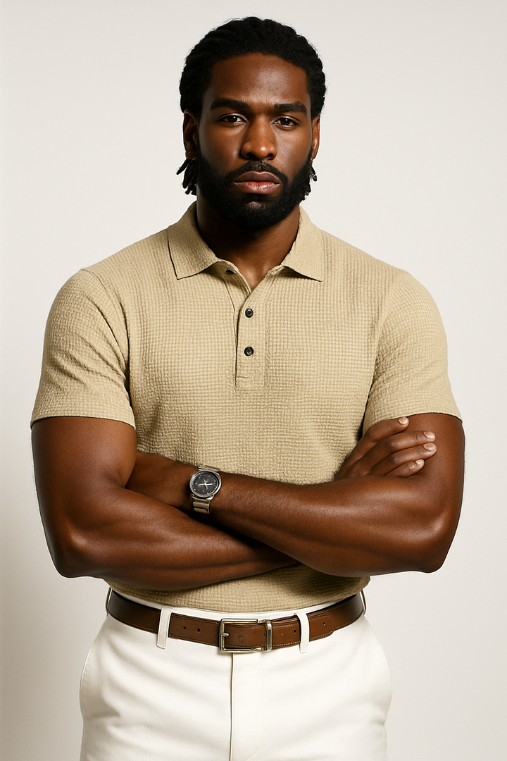 Men’s Classic Textured Knit Polo Shirt