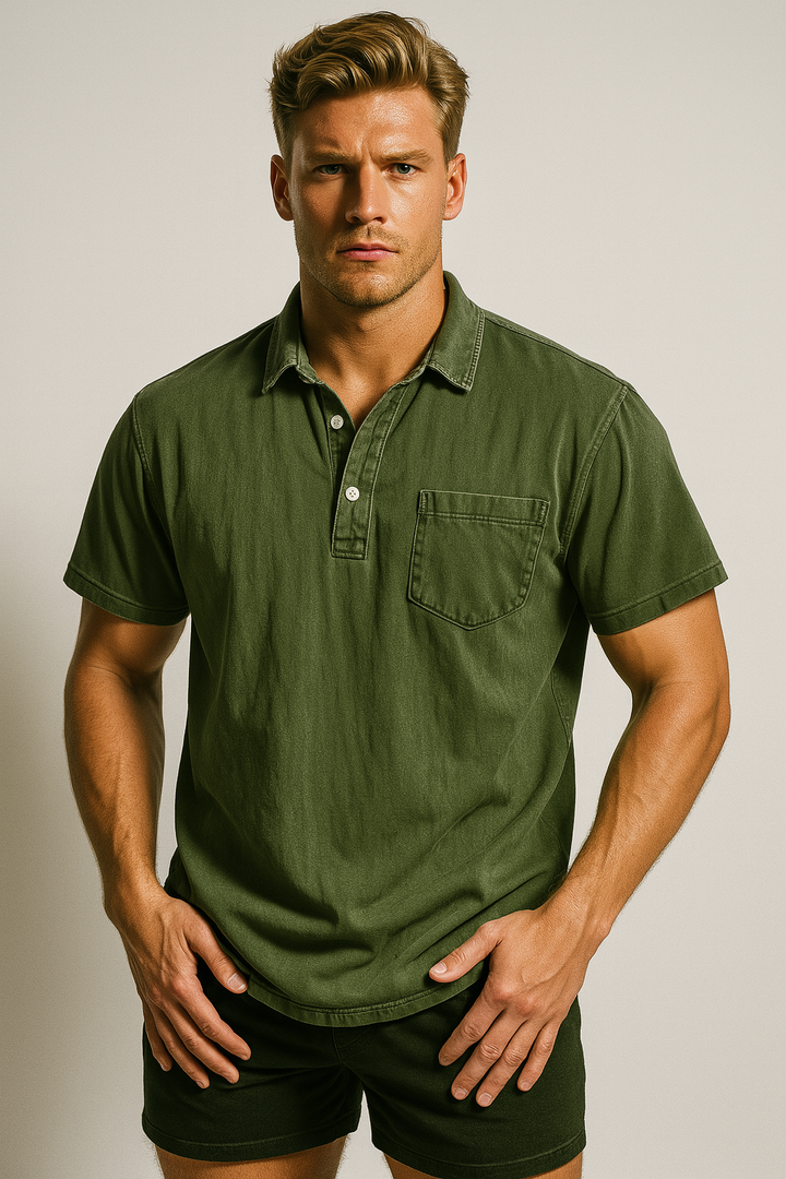 Men’s Vintage Short Sleeve Polo Shirt