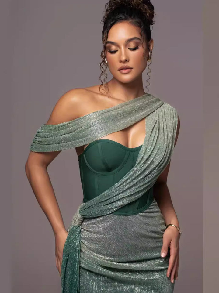 Maxine - Divine Allure Draped Maxi Dress
