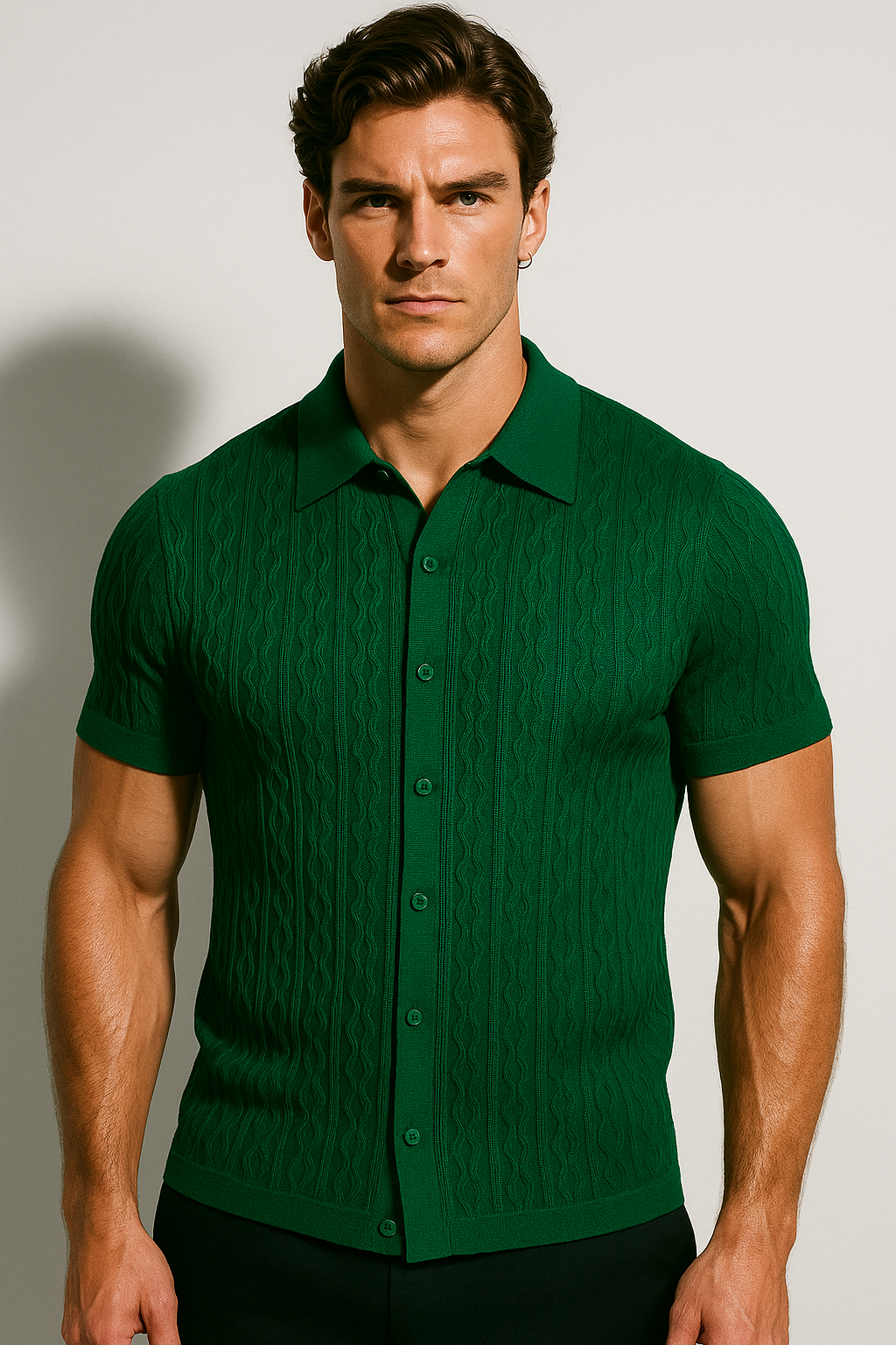 Men’s Cable Knit Button-Up Shirt
