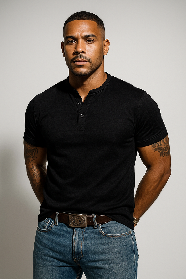 Men’s Classic Short Sleeve Henley Shirt