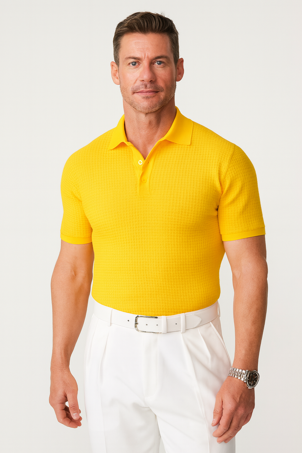 Men’s Classic Textured Knit Polo Shirt