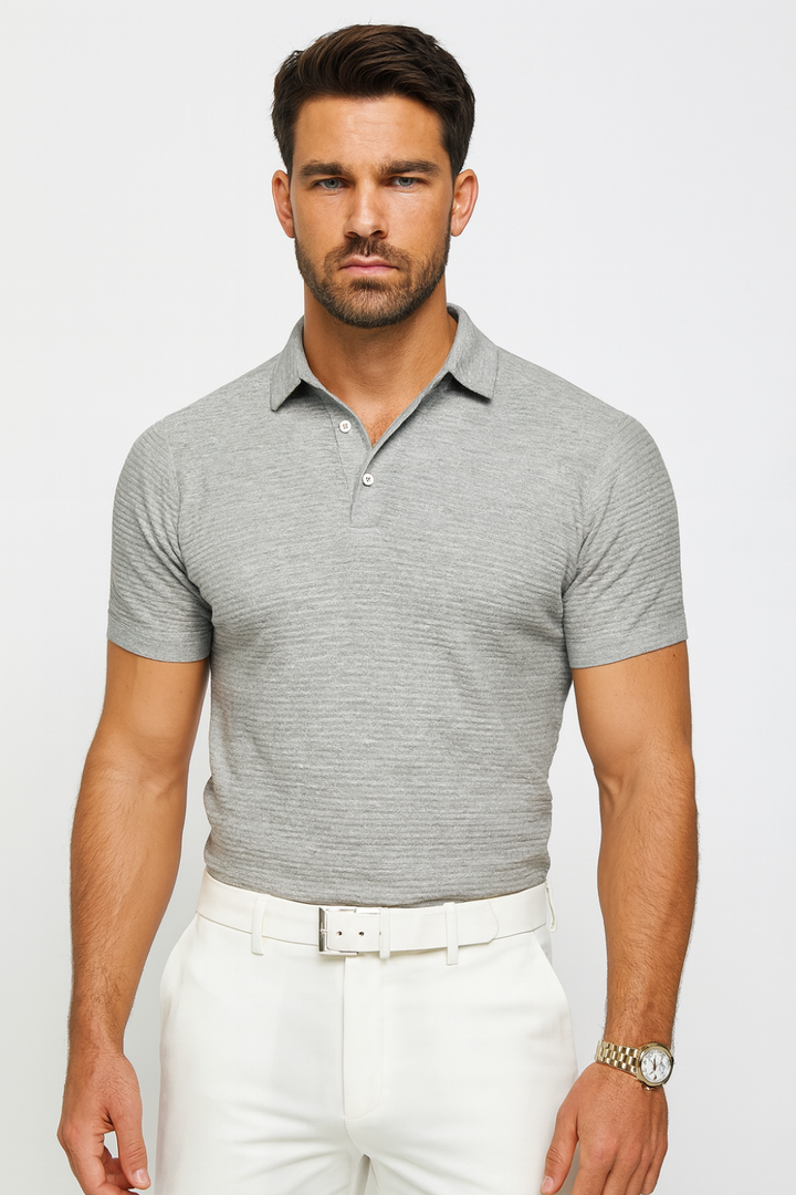 Men’s Classic Textured Knit Polo Shirt