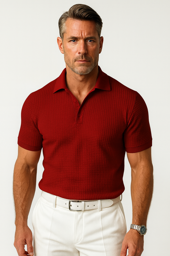 Men’s Classic Textured Knit Polo Shirt