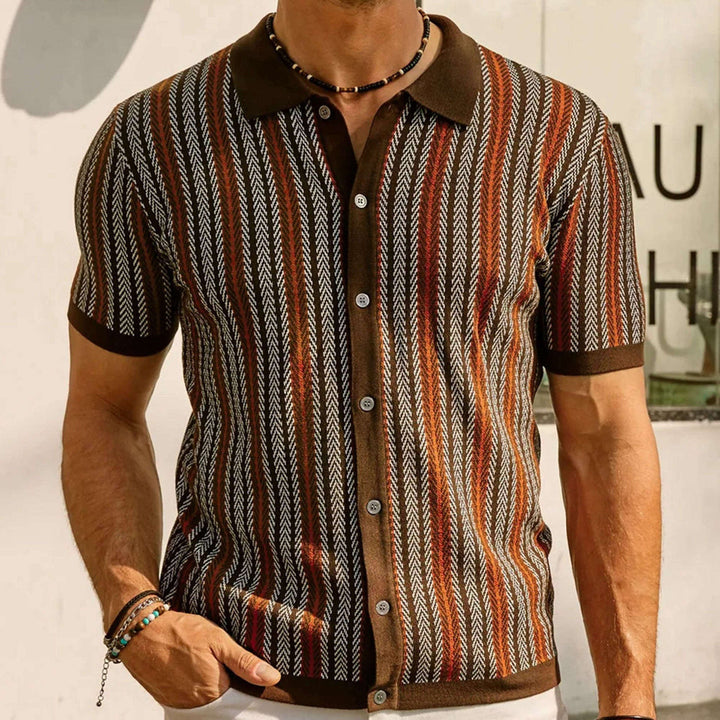 Men’s Retro Striped Short Sleeve Knit Shirt