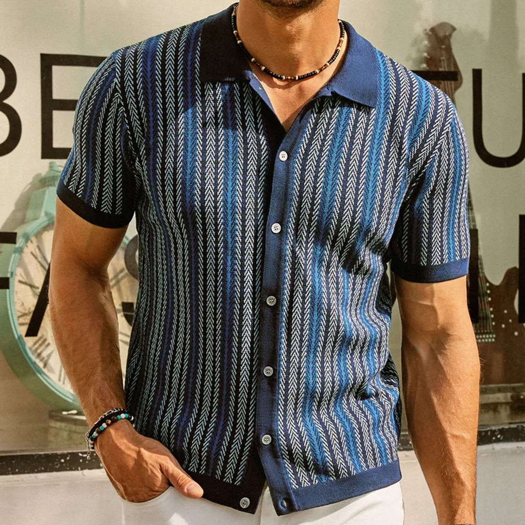 Men’s Retro Striped Short Sleeve Knit Shirt