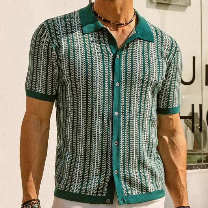 Men’s Retro Striped Short Sleeve Knit Shirt