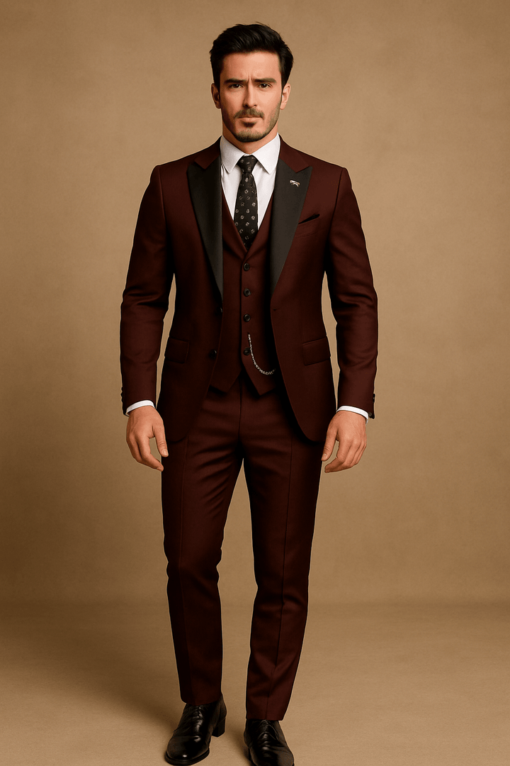 Men’s 3-Piece Slim Fit Suit – Blazer, Waistcoat and Trousers Set for Formal Events