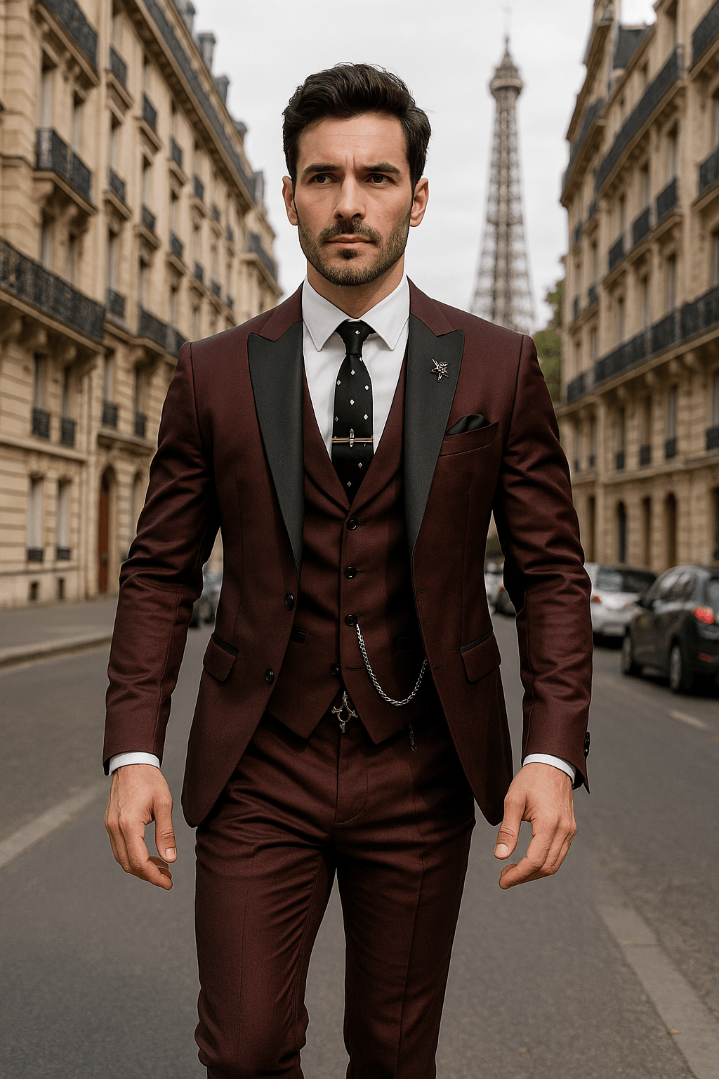 Men’s 3-Piece Slim Fit Suit – Blazer, Waistcoat and Trousers Set for Formal Events