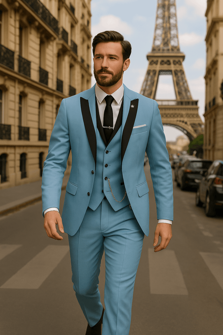 Men’s 3-Piece Slim Fit Suit – Blazer, Waistcoat and Trousers Set for Formal Events