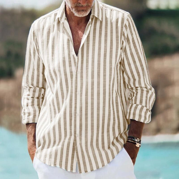 Men’s Casual Striped Shirt – Lightweight Long Sleeve Design for Everyday Style