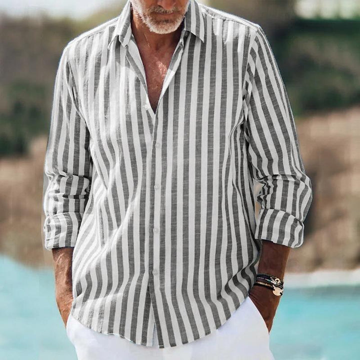 Men’s Casual Striped Shirt – Lightweight Long Sleeve Design for Everyday Style
