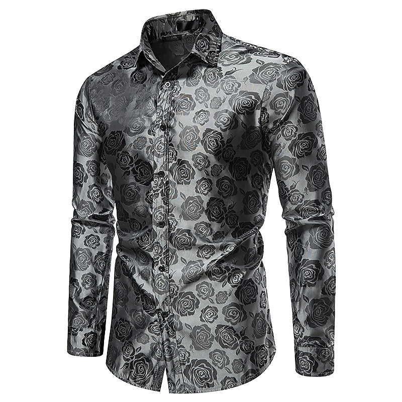 Men’s Elegant Long Sleeve Shirt – Gloss Finish Statement Piece for Special Occasions