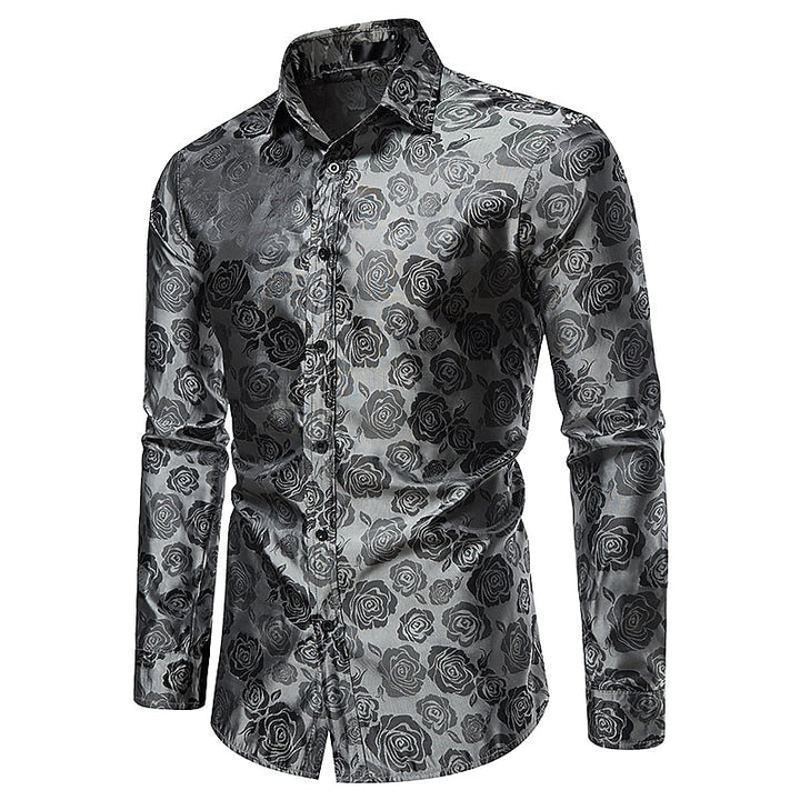 Men’s Elegant Long Sleeve Shirt – Gloss Finish Statement Piece for Special Occasions