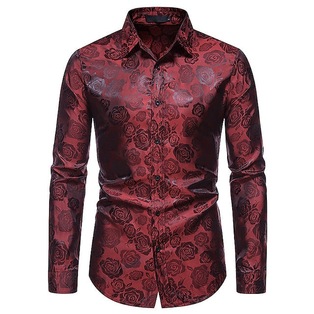 Men’s Elegant Long Sleeve Shirt – Gloss Finish Statement Piece for Special Occasions