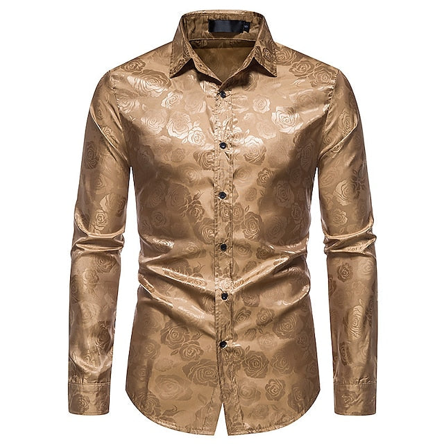 Men’s Elegant Long Sleeve Shirt – Gloss Finish Statement Piece for Special Occasions