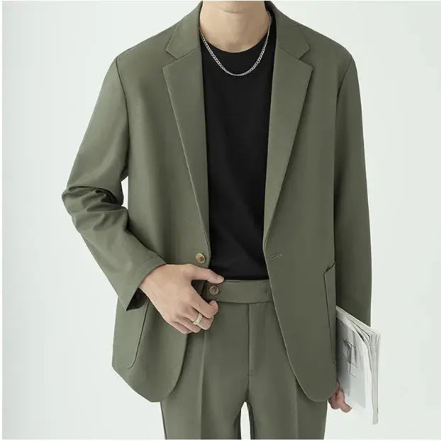 Men’s Modern Minimalist Suit Set – Tailored Fit – Streamlined Design – Formal Two-Piece