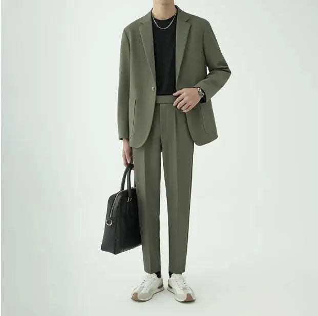 Men’s Modern Minimalist Suit Set – Tailored Fit – Streamlined Design – Formal Two-Piece